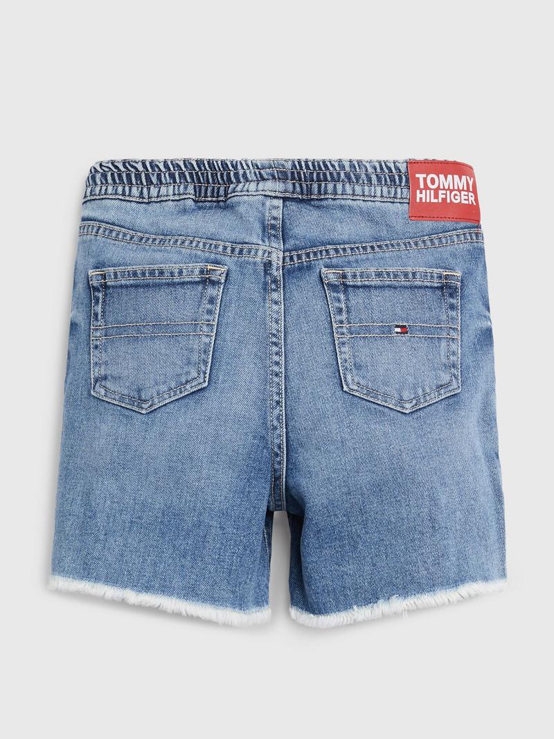 Lány Tommy Hilfiger Drawstring Denim Rövidnadrág Kék | HU 1838SGL